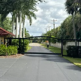 we painted a rolling gate in north fort myers boating commuonty with an epoxy paint thatll last 10+ years guaranteed not to fade