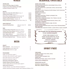 Cocktail Menu