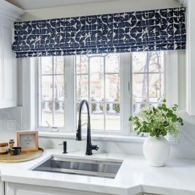 Looking for a patterned pop in your kitchen? Patterned faux-Roman valances may be a great option for you! The patterns can range from subtle and understated, to bold and eye-catching, allowing our homeowners to customize their window coverings to their decor preferences.