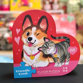 Friends Furrever!!! Not only is the box heart shaped, but the puzzle is too!!! It has 36 thick beautiful puzzle pieces that are easy for little hands to handle! We love these furry friends and your littles will too! Shop our website, the link in our bio or in store!!! #happyvalentinesday #valentinesdaygift #happy #FurryFriends #furrbabies #iloveyou #iloveyousomuch