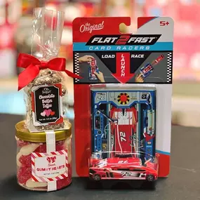 A fun Valentine gift idea for the kiddo that loves all things FAST!!! Pair it with one of our many Valentine Candy options and you have the perfect Valentne Gift! Shop our website, the link in our bio or in store!!! #happyvalentinesday #valentinesdaygift #iloveyou #iloveyousomuch #candy #fastcars