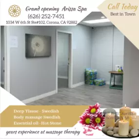 Whether it's stress, physical recovery, or a long day at work, Arissa Spa has helped 
many clients relax in the comfort of our quiet & comfortable rooms with calming music.