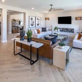 Spacious gathering room in new construction home floor plans like in Las Vegas, NV, at Daylight