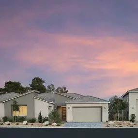 Exterior Elevation A with slanted gray roof, Luminary floor plan new construction in Las Vegas, NV