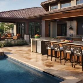 Seamless Backyard Pool and Outdoor Kitchen