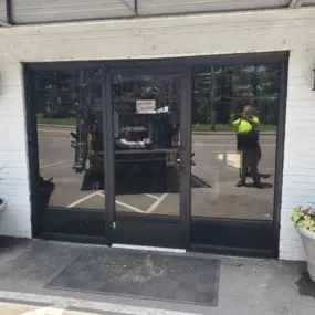 This is a recent job we did. It involved a new door and store front windows. Do you need new glass, or a facelift to your front entrance? We know glass. We can help.