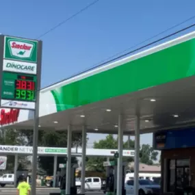 Sinclair gas station fueling island