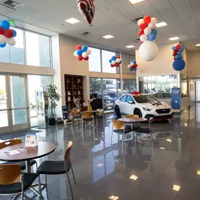 Indoor showroom at Elk Grove Subaru Dealership serving Sacramento