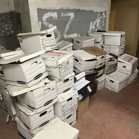 Boxes of files for one-time purge shredding