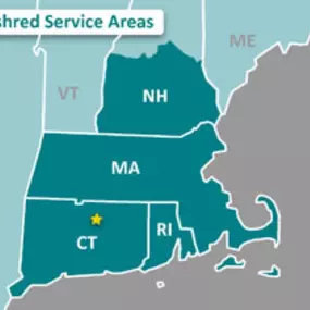 Infoshred's service area, covering all of Connecticut, Massachusetts, and Rhode Island