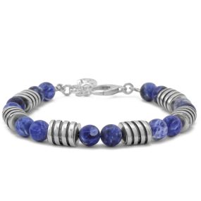 Mens Bracelet - 8mm Matte Sodalite & Sterling Silver Bracelet – Elisa Ilana