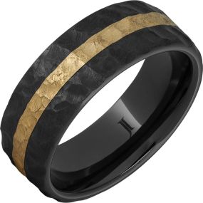 Thor Black Diamond Ceramic & 14K YG Inlay Textured Band for Men – Elisa Ilana