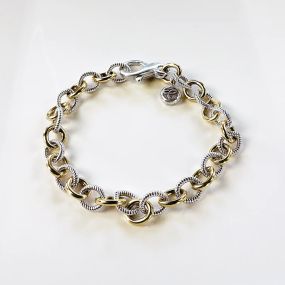 Two Tone Textured Cable Chain Bracelet – Elisa Ilana