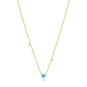 14kt Gold Turquoise & White Sapphire Necklace – Elisa Ilana