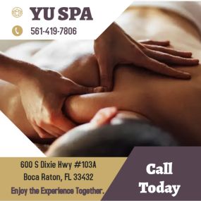 At YU SPA in Boca Raton, FL, body work is meticulously carried out by skilled professionals who apply various massage techniques using their hands, fingers, elbows, knees, forearms, feet, or specialized devices. The primary goal of these methods is to alleviate body stress and reduce pain, offering clients a therapeutic and relaxing experience. Massage therapy at YU SPA is tailored to address individual needs, promoting overall well-being and enhancing the quality of life through the power of to