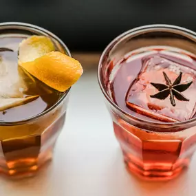 Kingfisher and Negroni cocktails