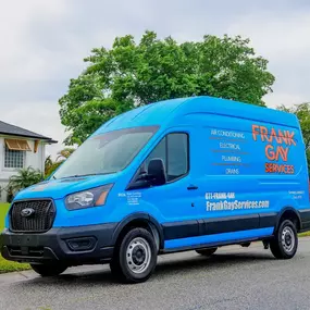Frank Gay Services blue work van