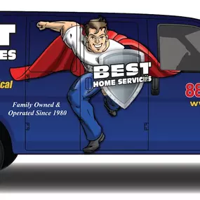 Best Home Services van with white background