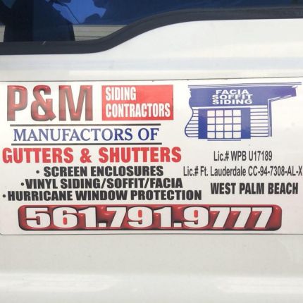 Logotyp från P and M Siding Contractors - Division of Shutters & Screen