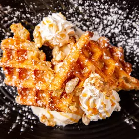 Tap Room's Belgian Waffle Ice Cream Sundae Dessert