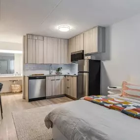 Studio Apartment with plank flooring