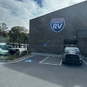 Outside entrance to Open Roads Complete RV in Acworth, Georgia.