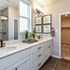 Primary bath with dual vanities