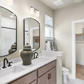 Primary bath with dual vanities