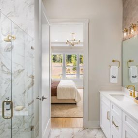 Spa-inspired primary bathrooms