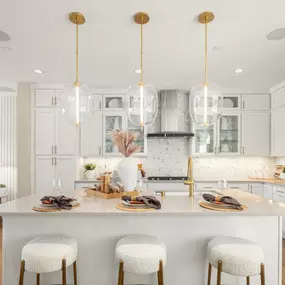Beautiful kitchen shown with optional double-stacked upper cabinets providing extra storage