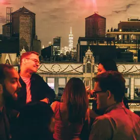 views of downtown manhattan from penthouse lounge bar