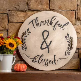 Large Circular Wooden Serving Tray