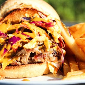 Loaded Pulled Pork Sandwich with French Fries