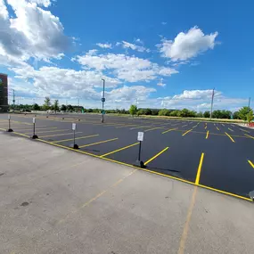 Freshly Paved and Striped Parking Lot In Progress