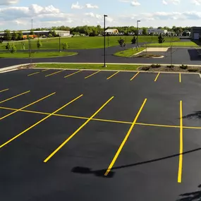 Freshly Paved and Striped Parking Lot