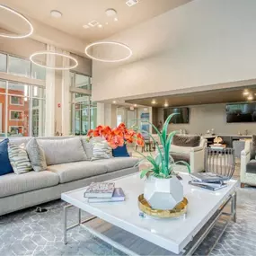 a living room with a couch and a coffee table