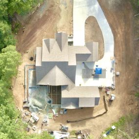 Overhead view of an outdoor living project in progress.