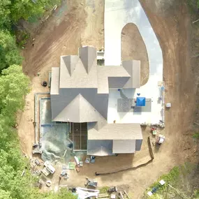 Overhead view of an outdoor living project in progress.