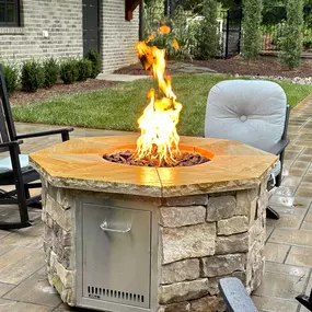 A gas fire pit installed by our team.
