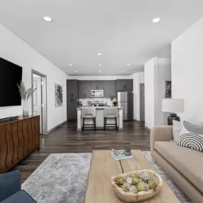 Living room and open kitchen