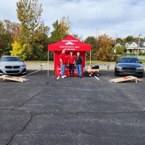 Stop by our booth today to get a free quote from us and also play some cornhole!