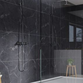 Stunning Black Marble Fibo Bathroom Remodel