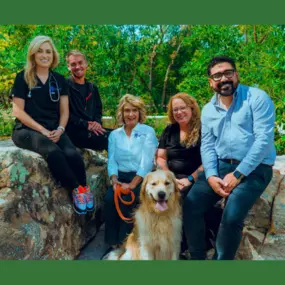 The incredible Dogwood Trails Animal Hospital team! From left to right:
Audra O'Keefe, Lane Summers, Cindy Peters, (JB the Dog haha), Kimberly George, and Mario Jerez.