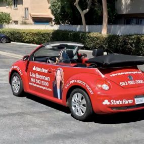 Beep Beep! Honk if you see our red State Farm bug driving around town.