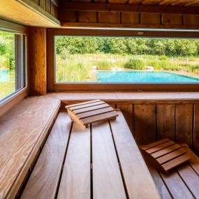 Sauna im WALD SPA des BEECH Resorts Plauer See