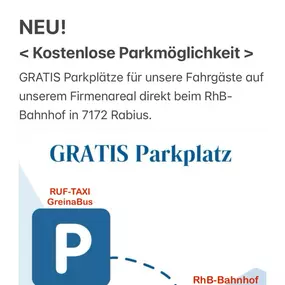 GRATIS Parkplätze für unsere Fahrgäste