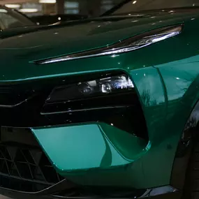 Green Lotus Eletre inside Stratstone Lotus Berkshire Dealership