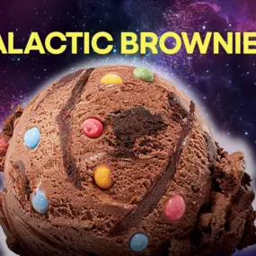 Explore our new Flavor of the Month, Galactic Brownie, and try it in the Galactic Brownie Polar Pizza® Ice Cream Treat.