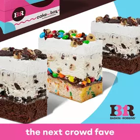 Slice into scrumptious with our new Cake in a Box, available in Cookie Crave or M&M’S® with Cookie Dough.