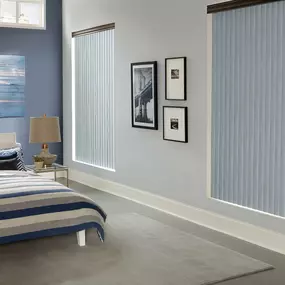 Sleep easy in a cool, dark room. These stunning Vertical Blinds keep wandering eyes and neighborhood lights out so you can wind down in peace. #BudgetBlindsKendaleLakes  #VerticalBlinds #BlindedByBeauty #FreeConsultation #WindowWednesday